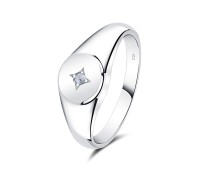 Round Plain Shape with Blink CZ Stone Silver Ring NSR-4042